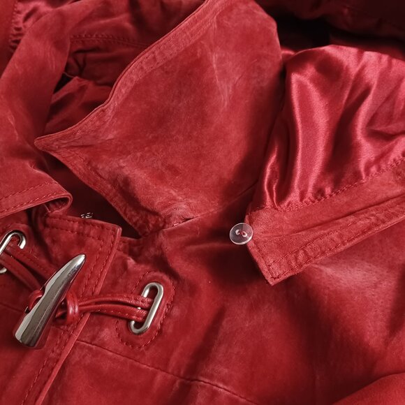Bradley Bayou Red Suede Detachable Hood Coat - Picture 4 of 16